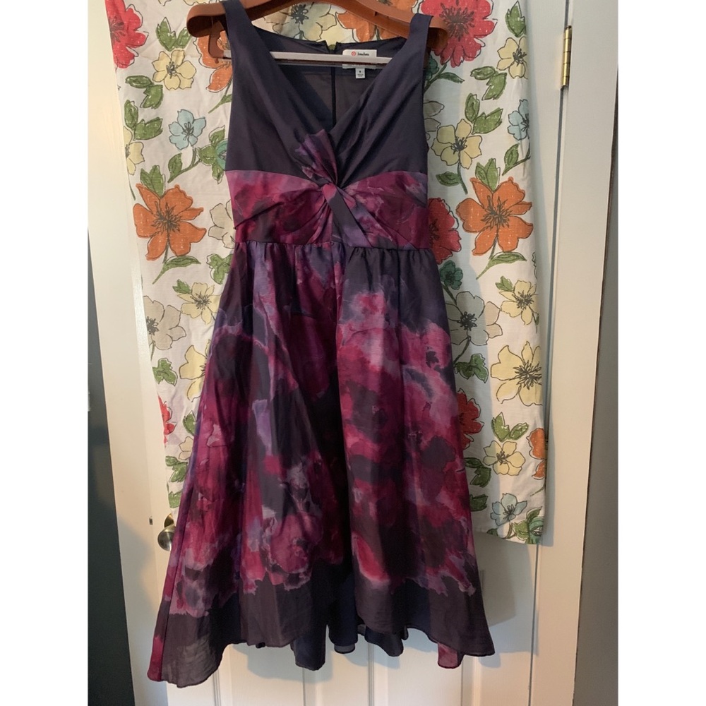 Neiman Marcus by Target purple floral v-neck dress